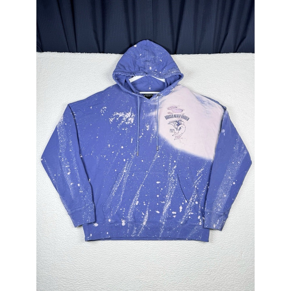 PRPS Hoodie Men's 2XL - Bruised Never Again - Purple Bleached Distressed